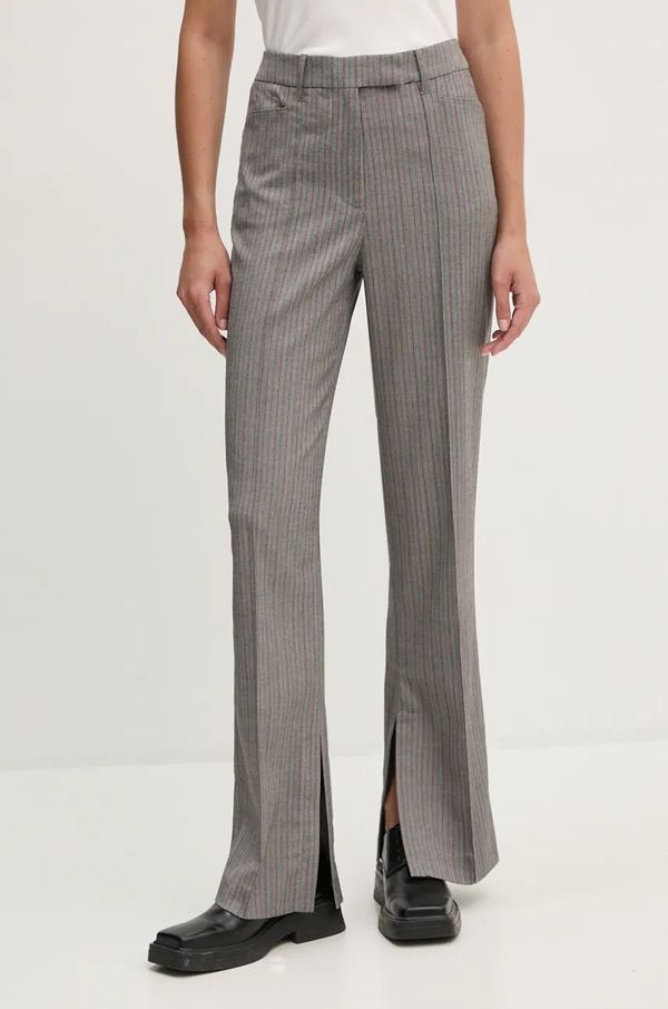 Remain Hlače Remain Herringbone Slim Pants ženske, siva barva, 5018733038