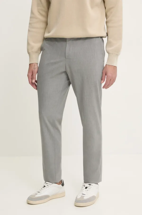 BOSS Hlače s primesjo volne BOSS siva barva, 50535709