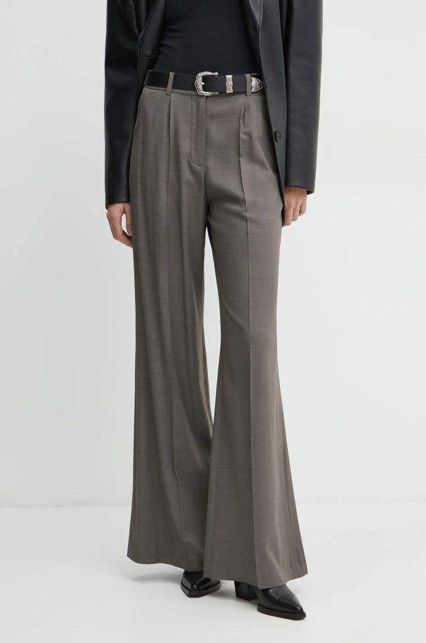 IRO Hlače s primesjo volne IRO siva barva, WM23ODILLA