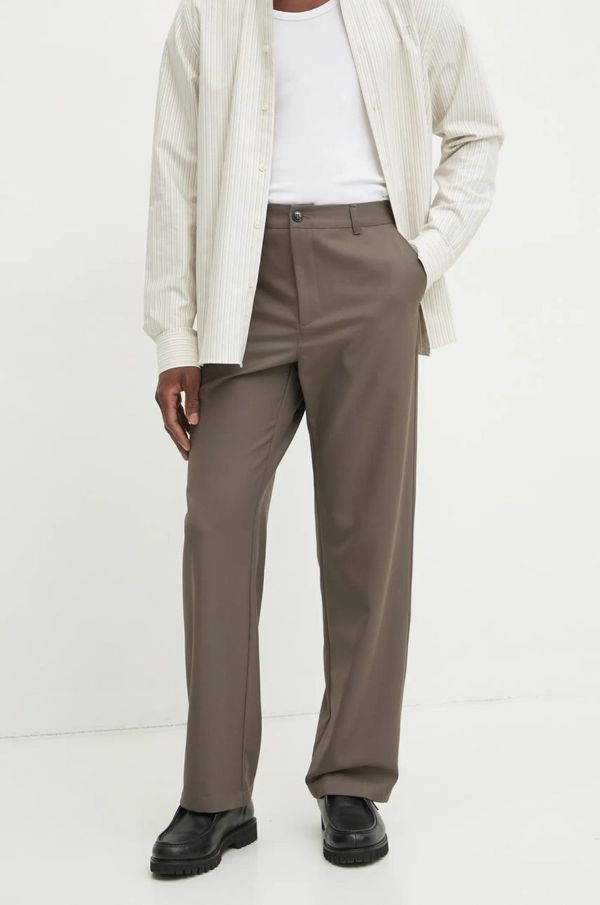 Les Deux Hlače s primesjo volne Les Deux rjava barva, LDM510153