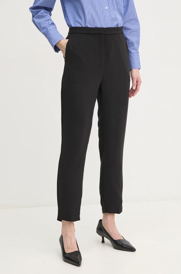 Tommy Hilfiger Hlače Tommy Hilfiger ženske, črna barva, WW0WW45450