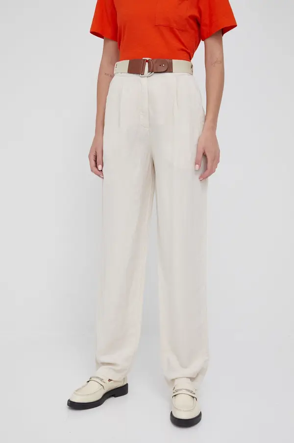 Emporio Armani Hlače z lanom Emporio Armani