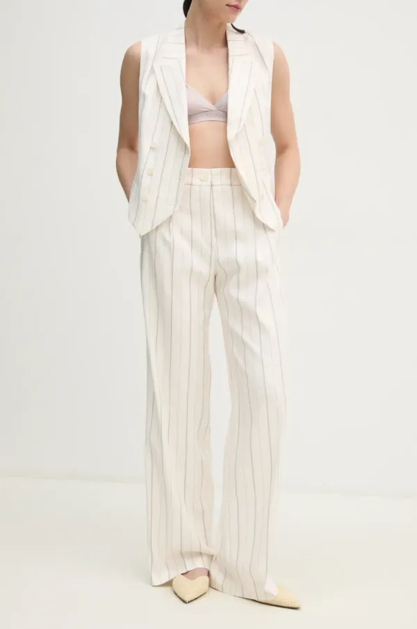 Joop! Hlače z mešanico lana Joop! bež barva, 30045931