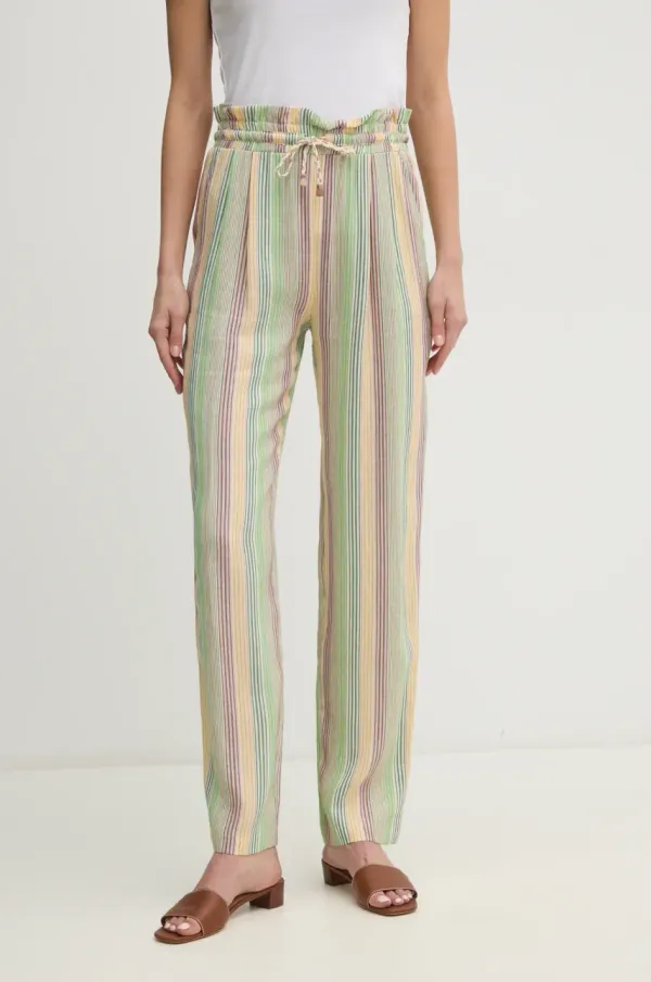 La Petite Française Hlače z mešanico lana La Petite Française PETRUS ženske, zelena barva, PETRUS