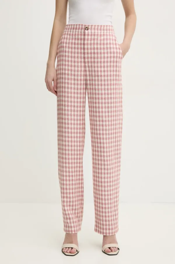 Moschino Jeans Hlače z mešanico lana Moschino Jeans bež barva, 0307 3226