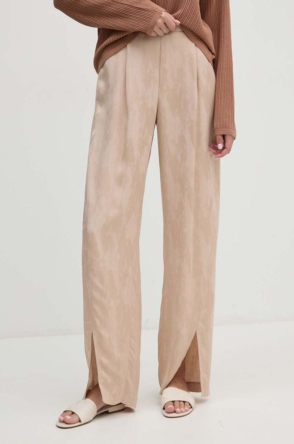 Sisley Hlače z mešanico lana Sisley bež barva, 43MELF05I