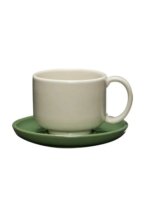 Hübsch Hübsch skodelica s podstavkom iz kamenine 9 x 6, 13 x 3 cm