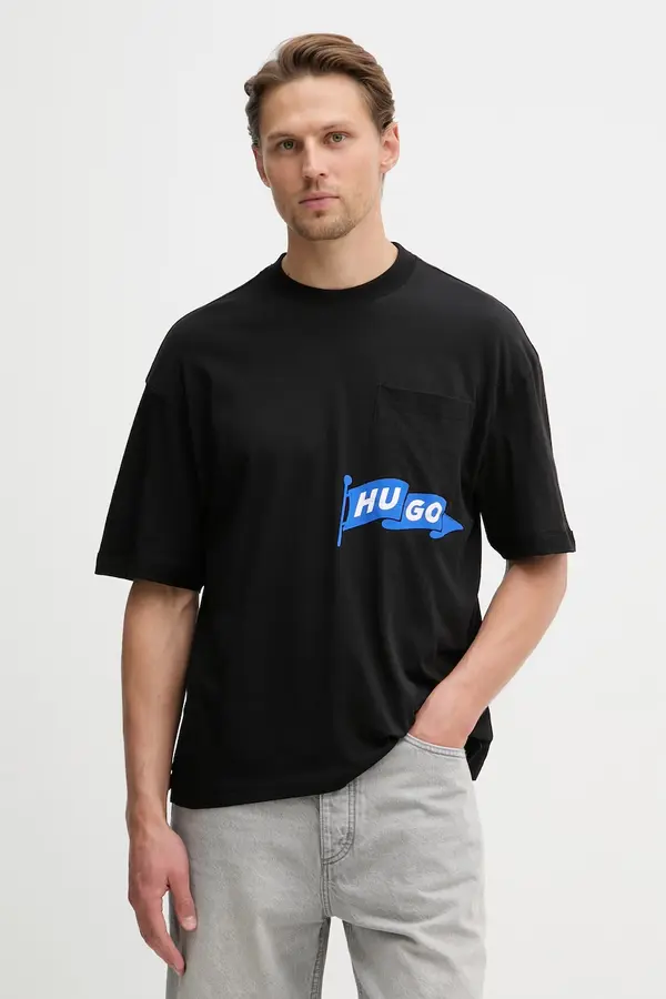 HUGO Blue HUGO Blue kratka majica moška bombažna Nohacrop