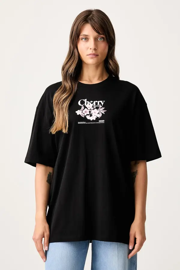 HUGO Blue HUGO Blue kratka majica ženska bombažna Oversized Tee_B_15