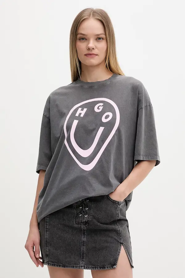 HUGO Blue HUGO Blue kratka majica ženska bombažna Oversized_Tee_B
