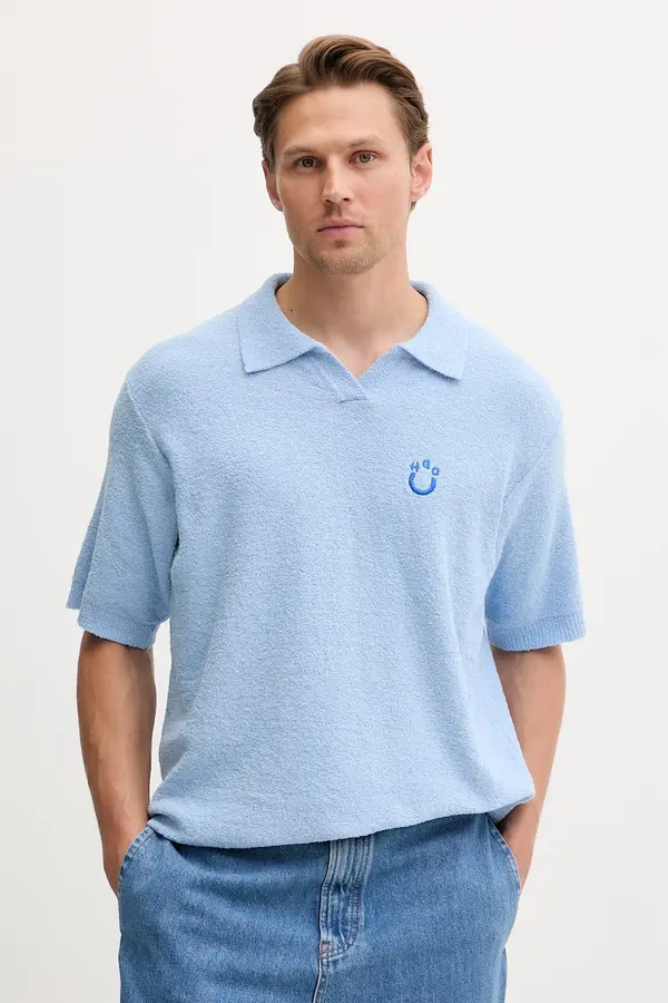 HUGO Blue HUGO Blue pletena polo majica moški z bombažem Sorinou