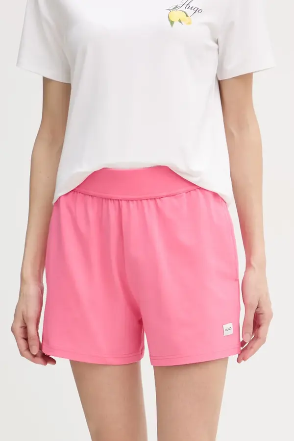 HUGO HUGO kratke hlače ženske z bombažem SIGNATURE_SHORT