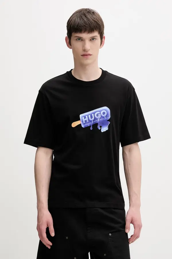 HUGO Blue HUGO modra kratka majica moška bombažna