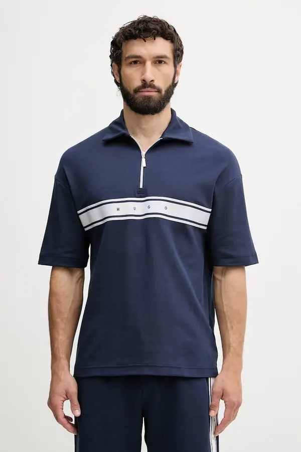 HUGO HUGO moški z bombažem NAUTIX ZIP POLO