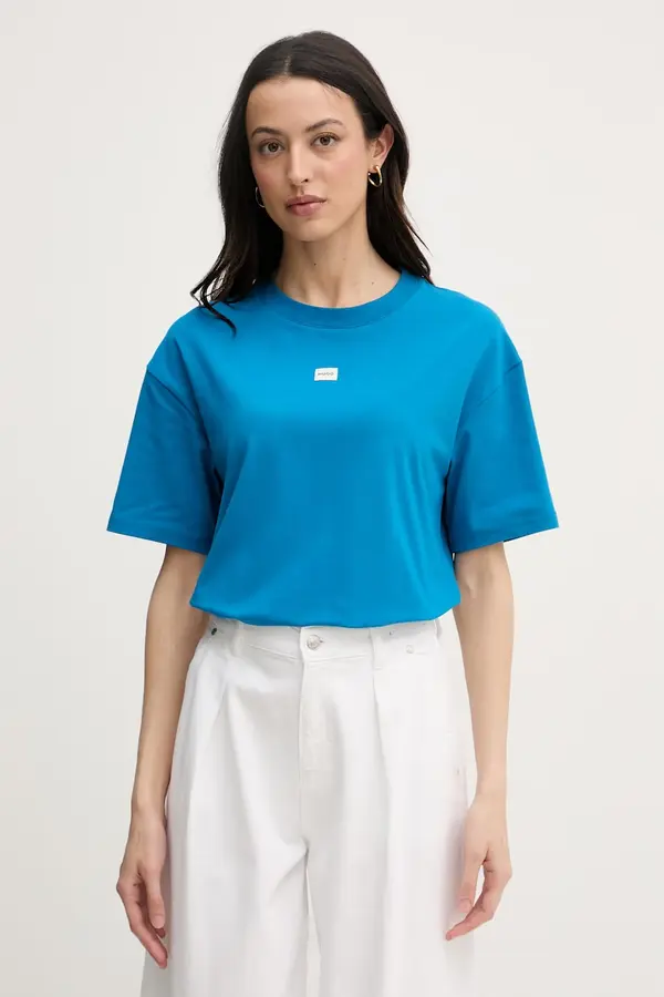 HUGO HUGO oversize kratka majica ženska z modalom SIGNATURE_TSHIRT