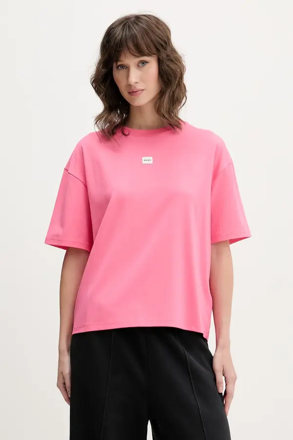 HUGO HUGO oversize kratka majica ženska z modalom SIGNATURE_TSHIRT