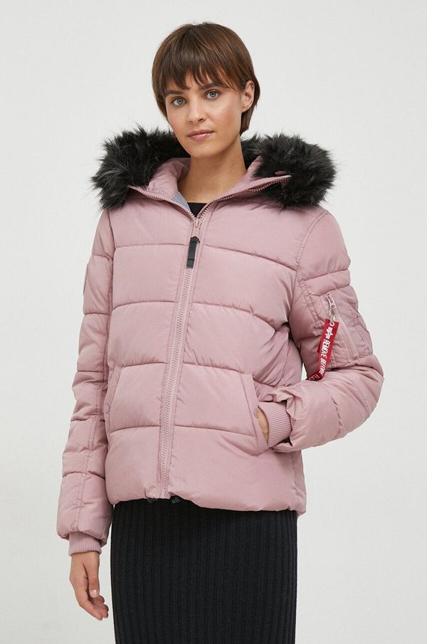 Alpha Industries Jakna Alpha Industries Hooded Puffer Wmn ženska, roza barva