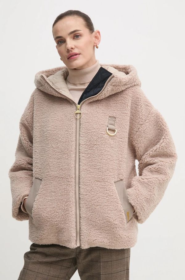 Barbour Jakna Barbour Amber Fleece ženska, bež barva, LFL0072