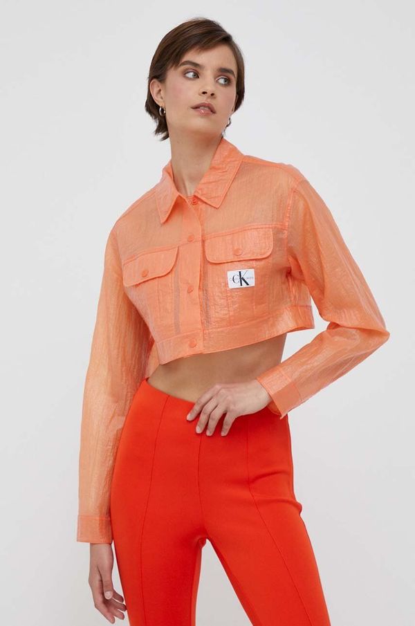 Calvin Klein Jeans Jakna Calvin Klein Jeans ženska, oranžna barva