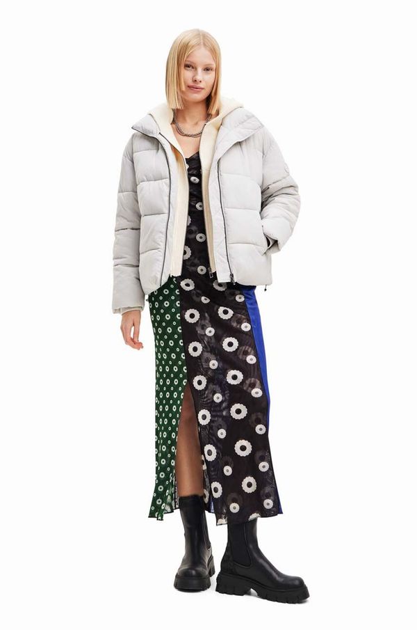 Desigual Jakna Desigual 23WWEW56 WOMAN WOVEN PADDED SHORT OVERCO ženska, bež barva