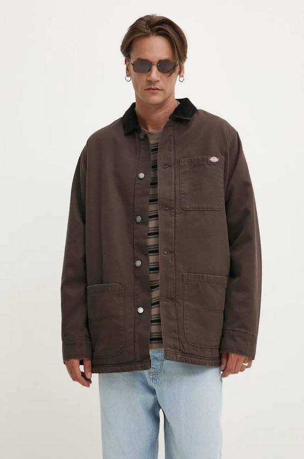 Dickies Jakna Dickies Duck High Pile Flce Line Chore Jacket moška, rjava barva, DK0A4XGA