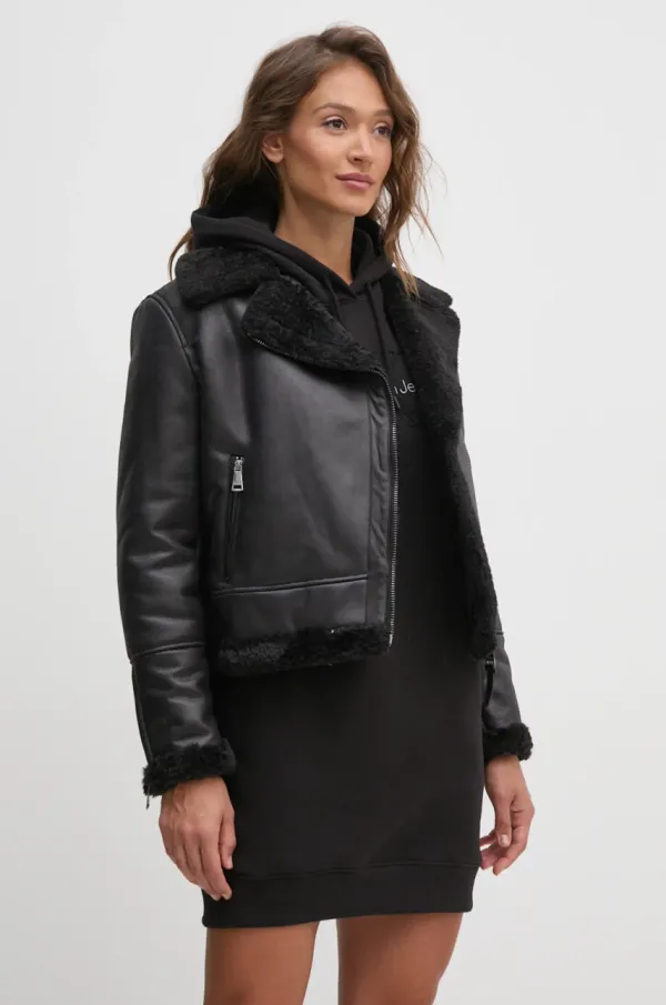 DKNY Jakna Dkny ženska, črna barva, DLEMFQ42