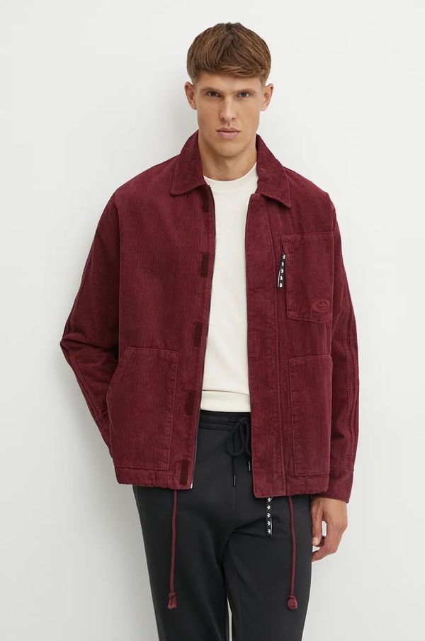adidas Originals Jakna iz rebrastega žameta adidas Originals bordo barva, JN1265