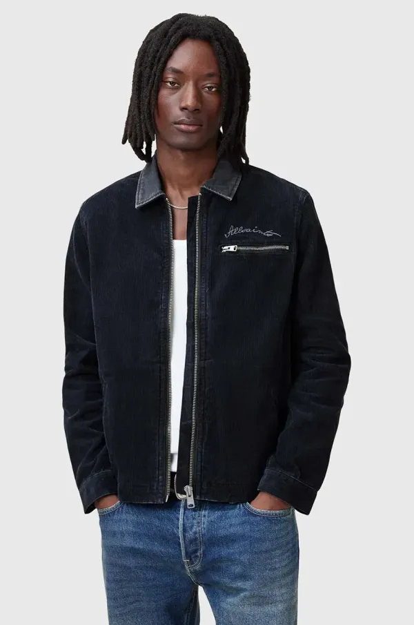 AllSaints Jakna iz rebrastega žameta AllSaints ROTHWELL mornarsko modra barva, M016OC