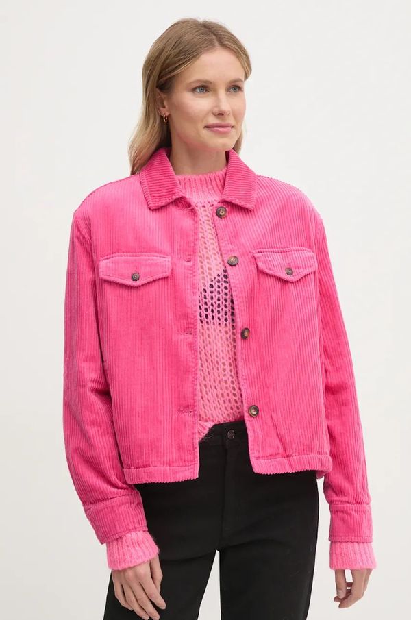 United Colors of Benetton Jakna iz rebrastega žameta United Colors of Benetton roza barva, 2HKTDN06O