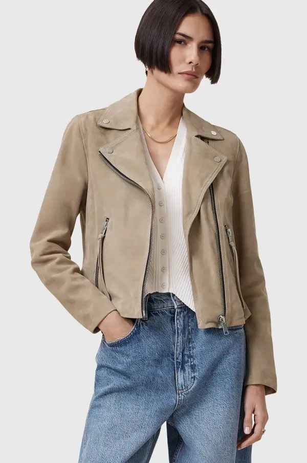 AllSaints Jakna iz semiša AllSaints SUEDE bež barva, W097LB