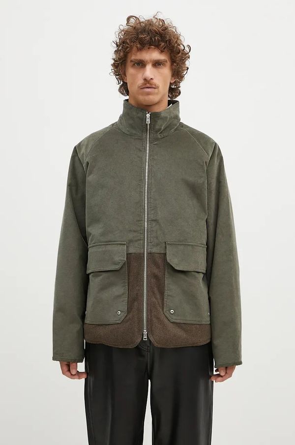 Norse Projects Jakna s primesjo volne Norse Projects Hakon Solotex Corduroy zelena barva, N50.0257.8098