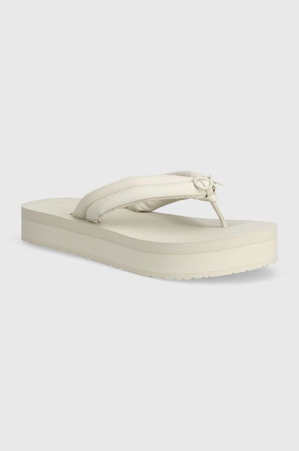 Calvin Klein Japonke Calvin Klein FLATFORM FLIP FLOP RELOCK ženske, bež barva, HW0HW02063