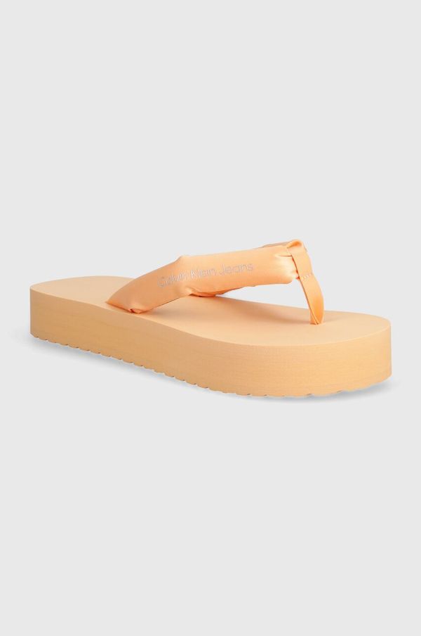 Calvin Klein Jeans Japonke Calvin Klein Jeans BEACH SANDAL FLATFORM PADDED NY ženske, oranžna barva, YW0YW01400