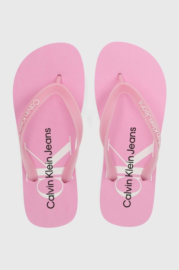 Calvin Klein Jeans Japonke Calvin Klein Jeans BEACH SANDAL MONOLOGO TPU ženske, roza barva