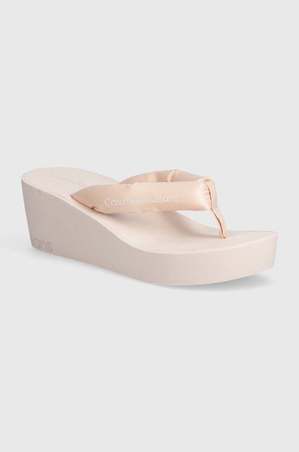 Calvin Klein Jeans Japonke Calvin Klein Jeans BEACH WEDGE SANDAL PADDED NY ženske, oranžna barva, YW0YW01397