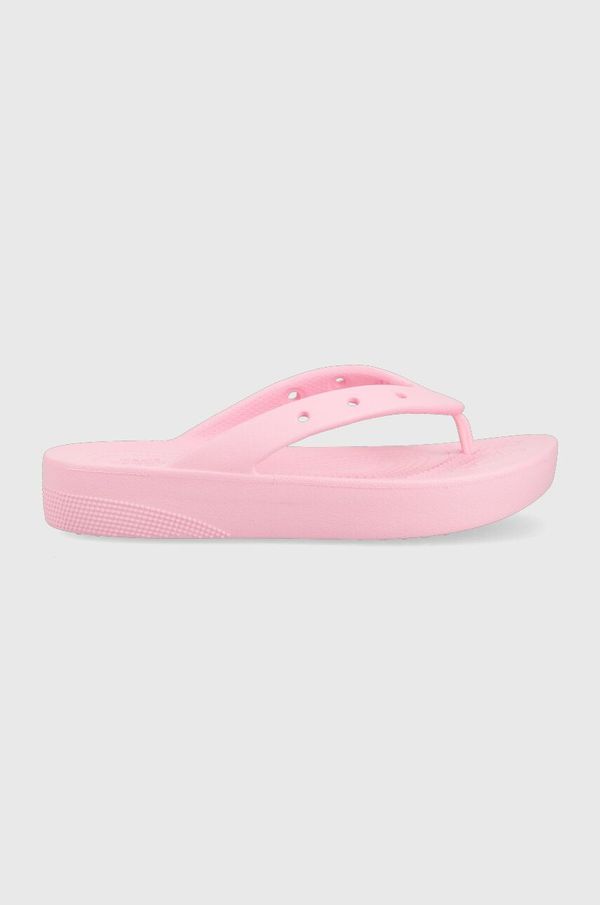 Crocs Japonke Crocs Classic Platform Flip ženske, roza barva, 207714