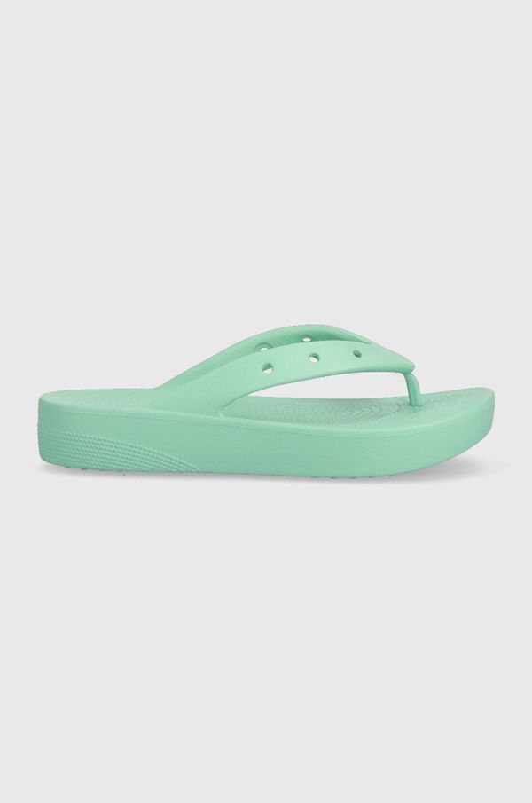 Crocs Japonke Crocs Classic Platform Flip ženske, turkizna barva, 207714