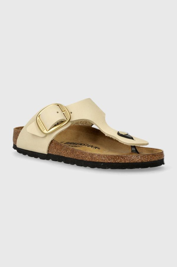 Birkenstock Japonke iz nubuka Birkenstock Gizeh Big Buckle bež barva, 1026605