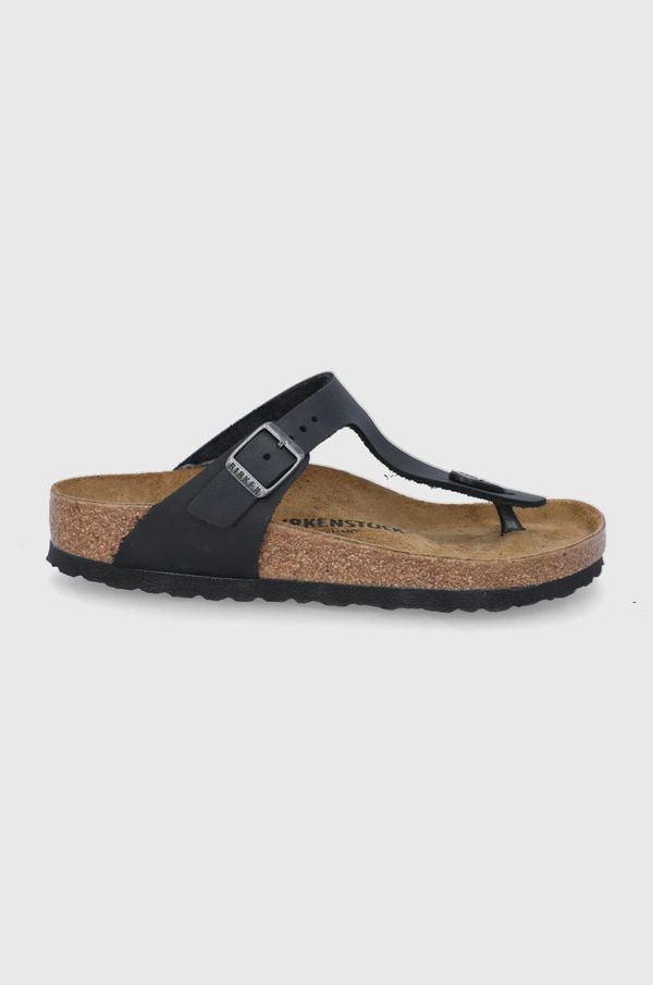 Birkenstock Japonke iz nubuka Birkenstock Gizeh črna barva, 845251