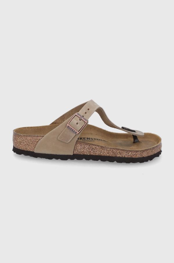 Birkenstock Japonke iz nubuka Birkenstock Gizeh rjava barva