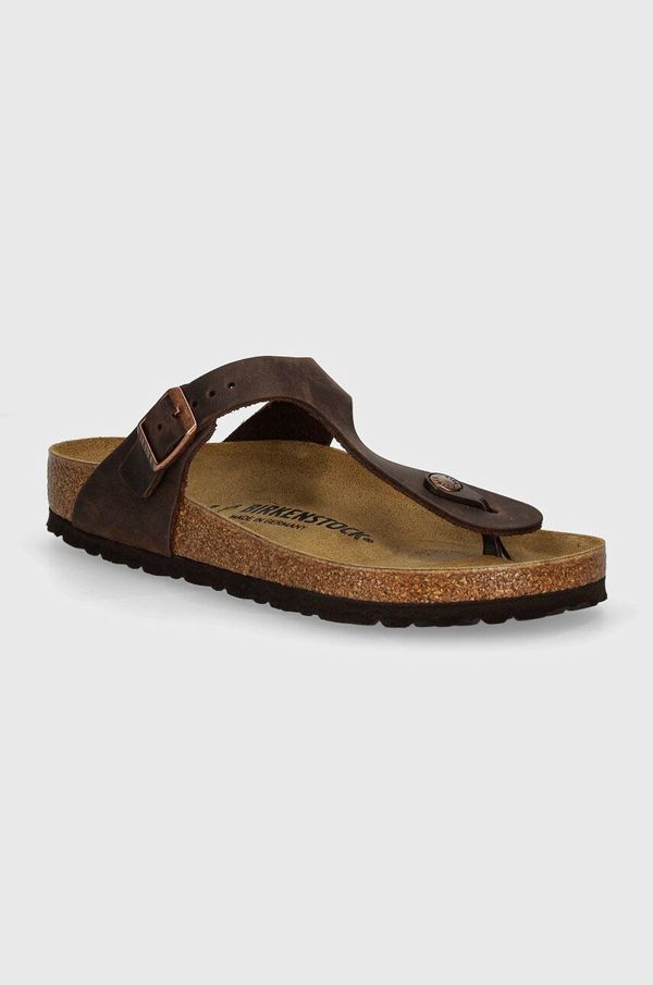 Birkenstock Japonke iz nubuka Birkenstock rjava barva