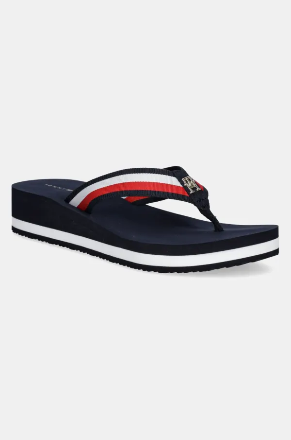 Tommy Hilfiger Japonke Tommy Hilfiger TH CORP MID WEDGE BEACH SANDAL ženske, mornarsko modra barva, FW0FW08517