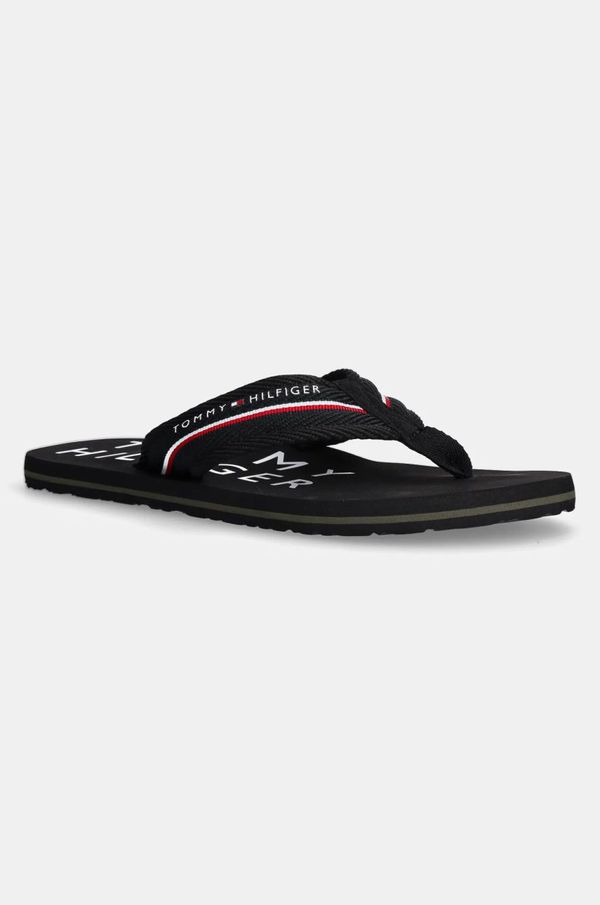 Tommy Hilfiger Japonke Tommy Hilfiger TOMMY HILFIGER WEB BEACH SANDAL moške, črna barva, FM0FM05340