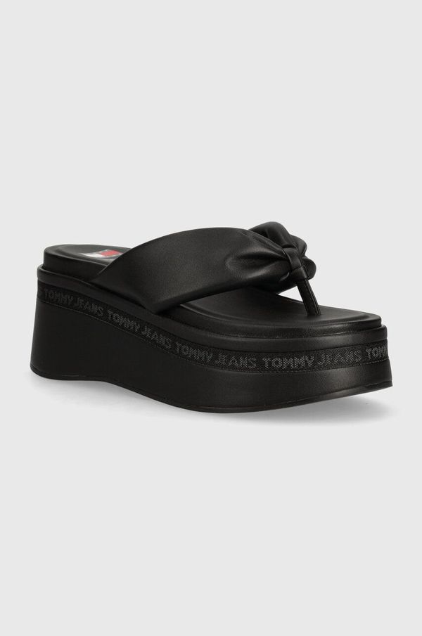 Tommy Jeans Japonke Tommy Jeans TJW WEDGE SANDAL ženske, črna barva, EN0EN02457