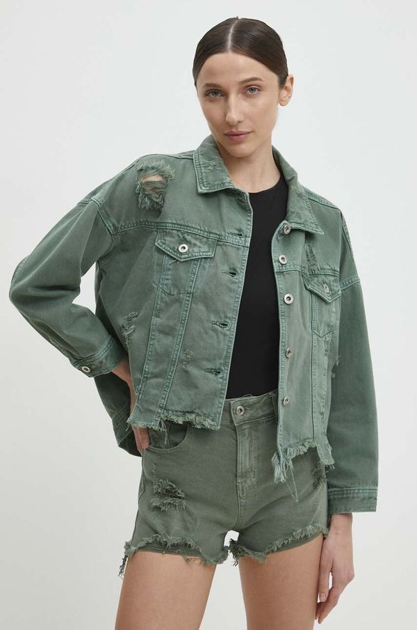 Answear Lab Jeans jakna Answear Lab ženska, zelena barva