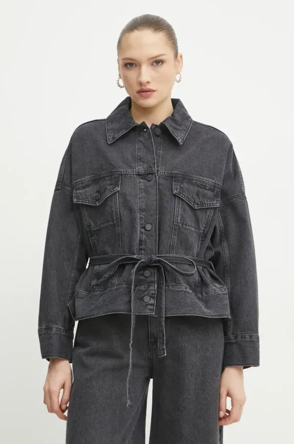 Liviana Conti Jeans jakna Liviana Conti siva barva, F5SY76