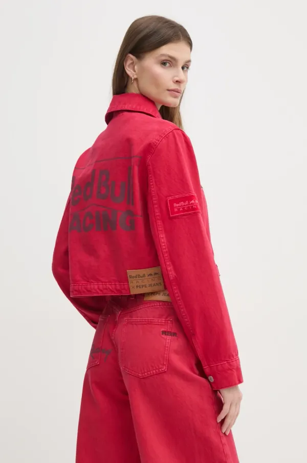 Red Bull Racing x Pepe Jeans Jeans jakna Red Bull Racing x Pepe Jeans COACH JACKET ženska, rdeča barva, RL400015R40