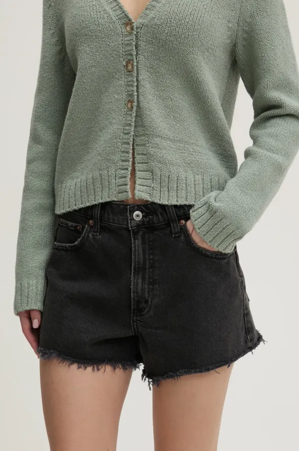 Abercrombie & Fitch Jeans kratke hlače Abercrombie & Fitch ženske, siva barva, KI149-5000