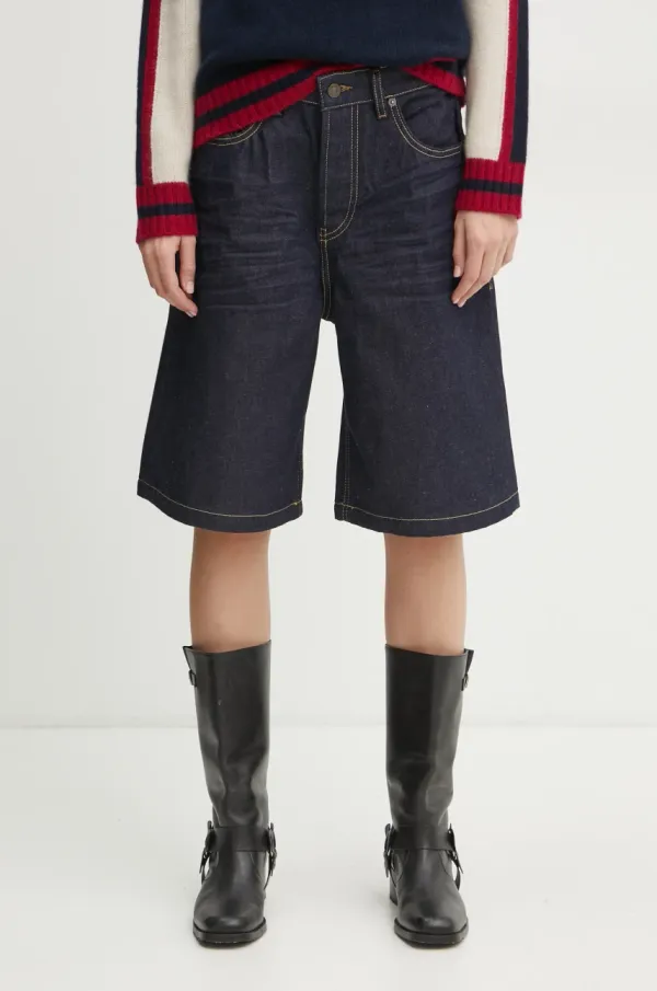 Diesel Jeans kratke hlače Diesel DE-SIRE-SHORT SHORTS ženske, mornarsko modra barva, A14051.0GRDV