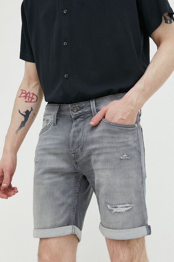 Jack & Jones Jeans kratke hlače Jack & Jones JJIRICK moške, siva barva, 12224128